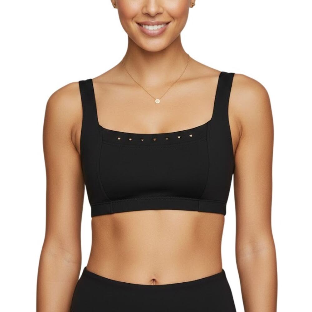 Gigi C Emily Sports Bra Square Neck Black Women Size XS NWT
